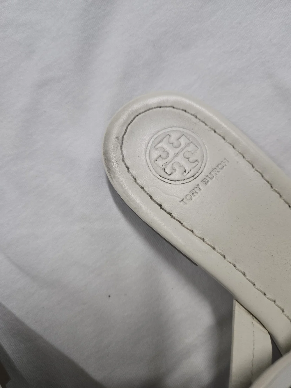 Tory Burch White Logo Cutout Thong Sandals